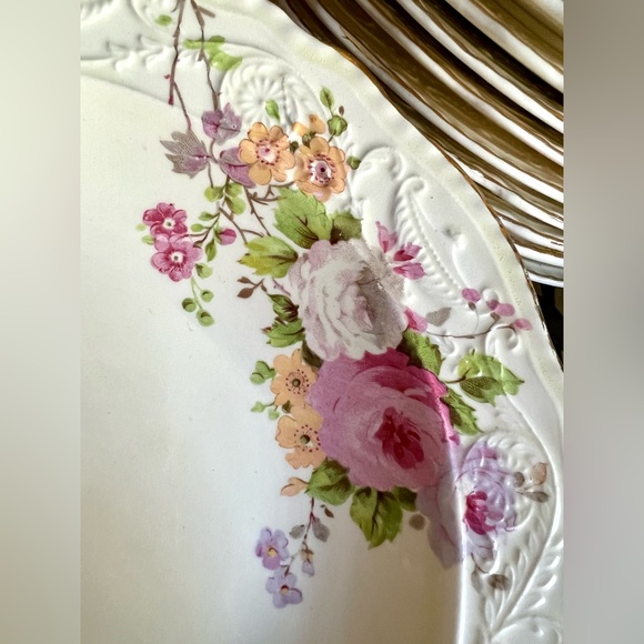 Set of 24 Adam Antiques Steubenville Vintage Antique Bowls and plates roses gold - Picture 3 of 10